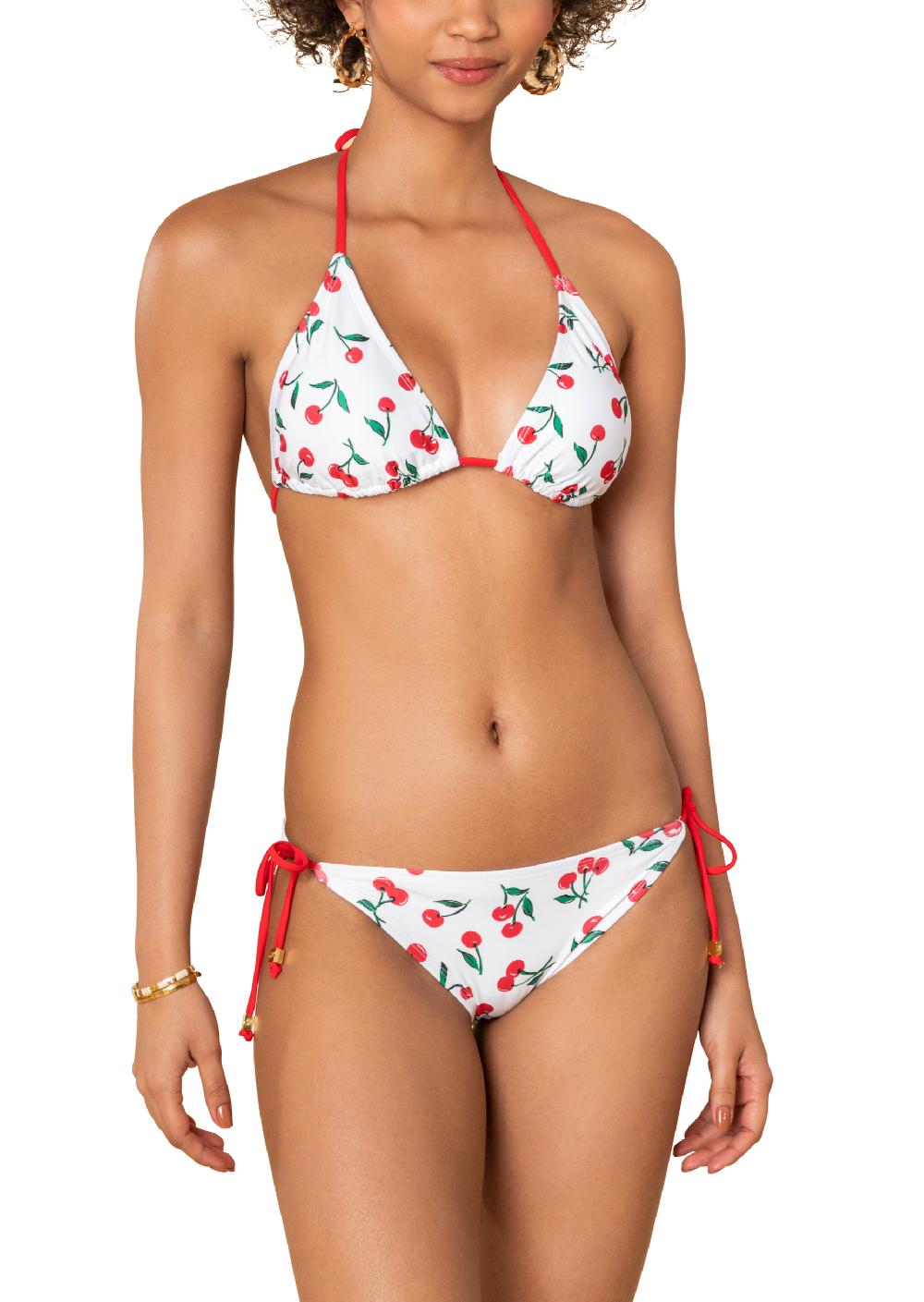 shoshanna Classic Anniversary Cherries Clean Triangle Bottom White