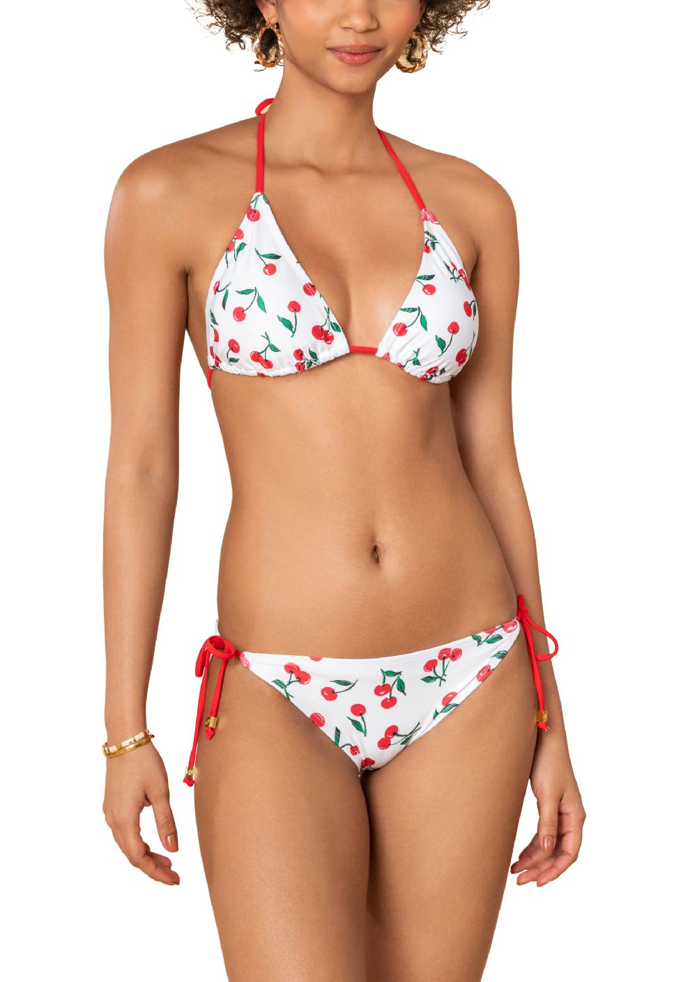 shoshanna Classic Anniversary Cherries Clean Triangle Top White