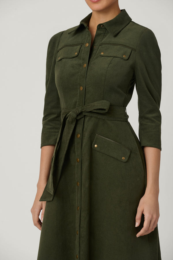 Shoshanna Amanda Dress Forest Green