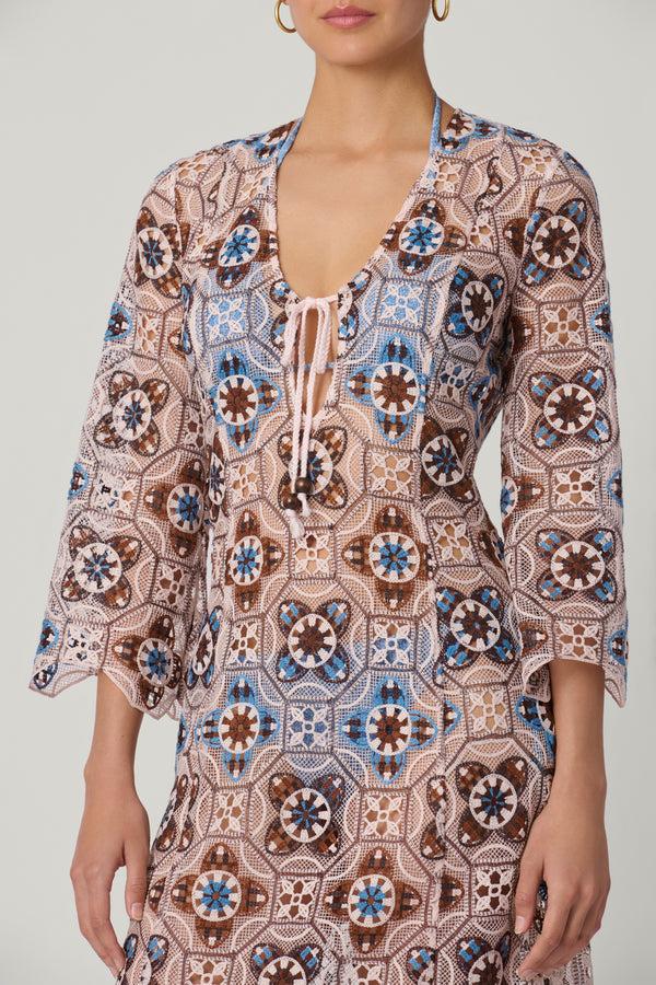 Shoshanna Cannes Maxi Dress Mocha Multi