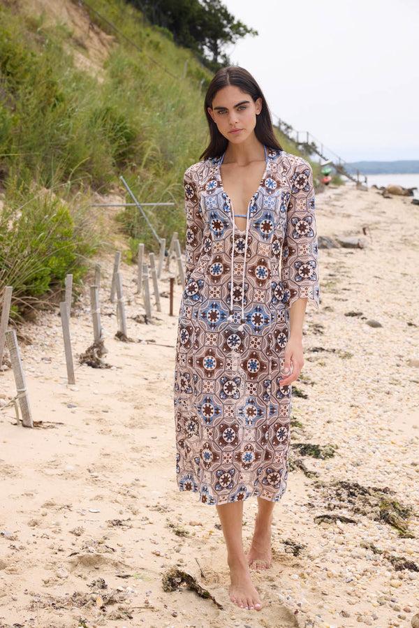 Shoshanna Cannes Maxi Dress Mocha Multi