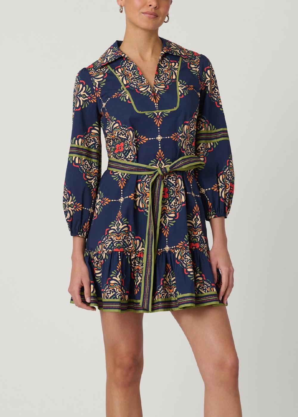 shoshanna Evans Dress Navy Multi
