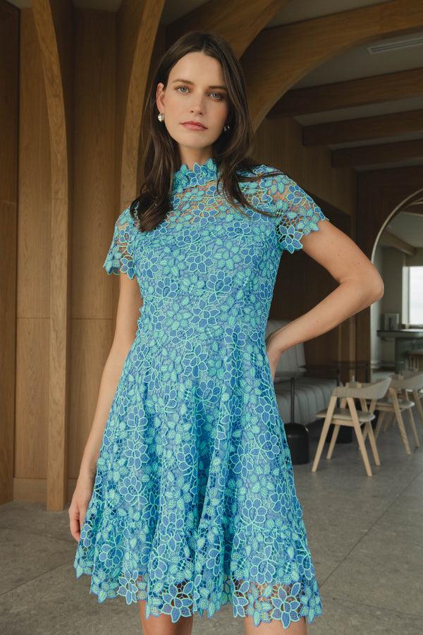 Shoshanna Harlow Dress Vista Blue