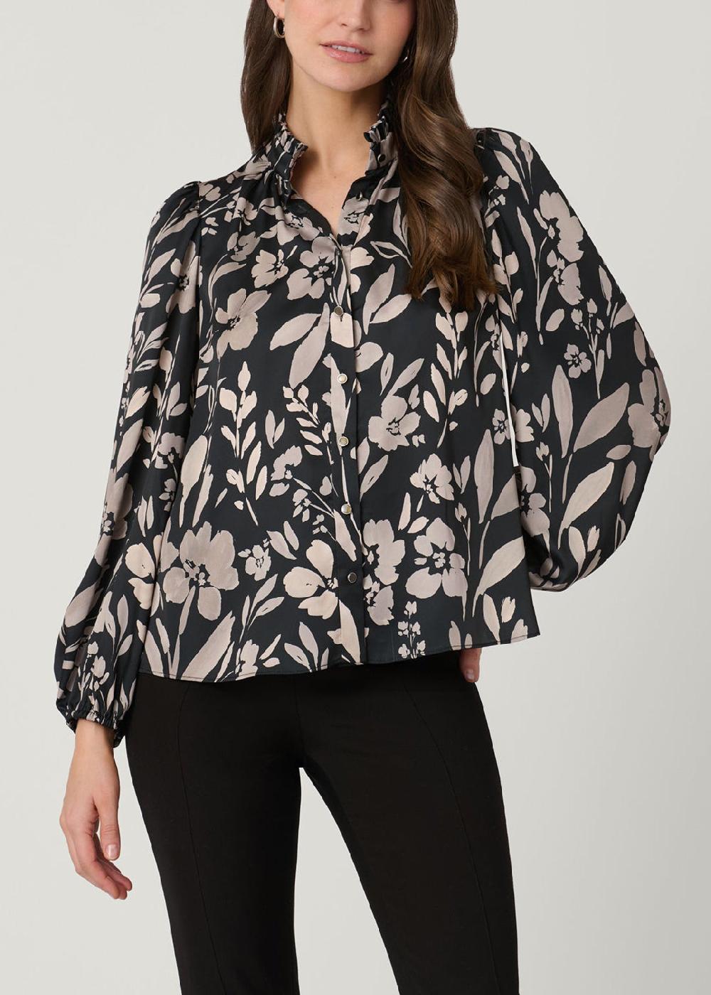 shoshanna Ingrid Top Jet/Ecru