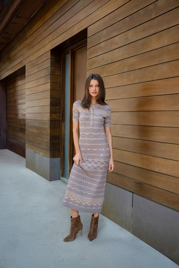 Shoshanna Lara Dress Tan Multi