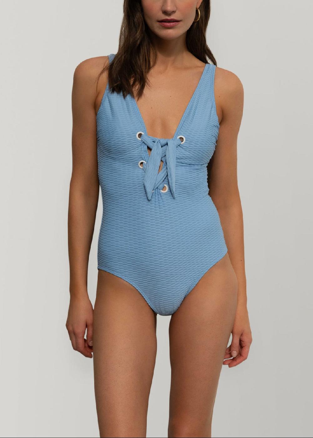shoshanna Light Blue Lace Up One Piece Light Blue