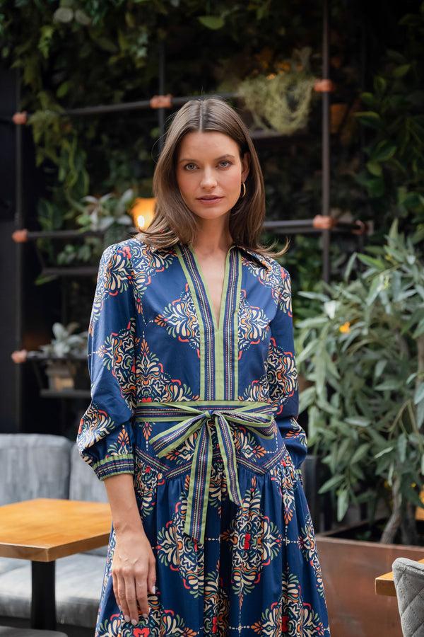 Shoshanna Lola Dress Navy Multi