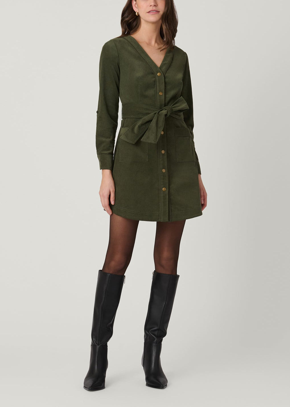 shoshanna Manon Dress Forest Green