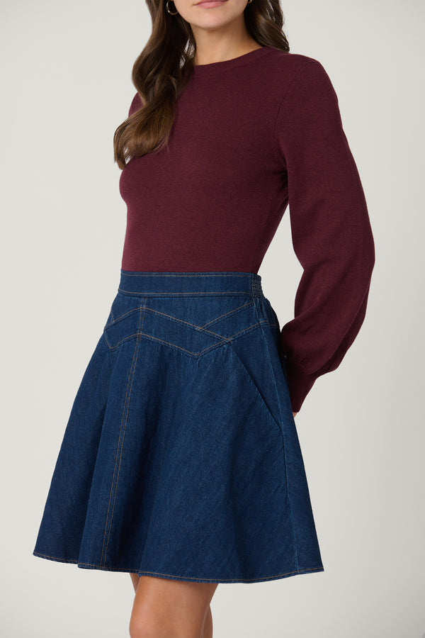 Shoshanna Matilda Dress Burgundy/Denim
