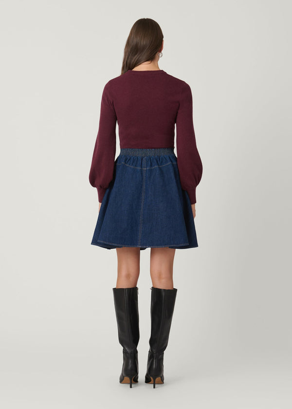 Shoshanna Matilda Dress Burgundy/Denim