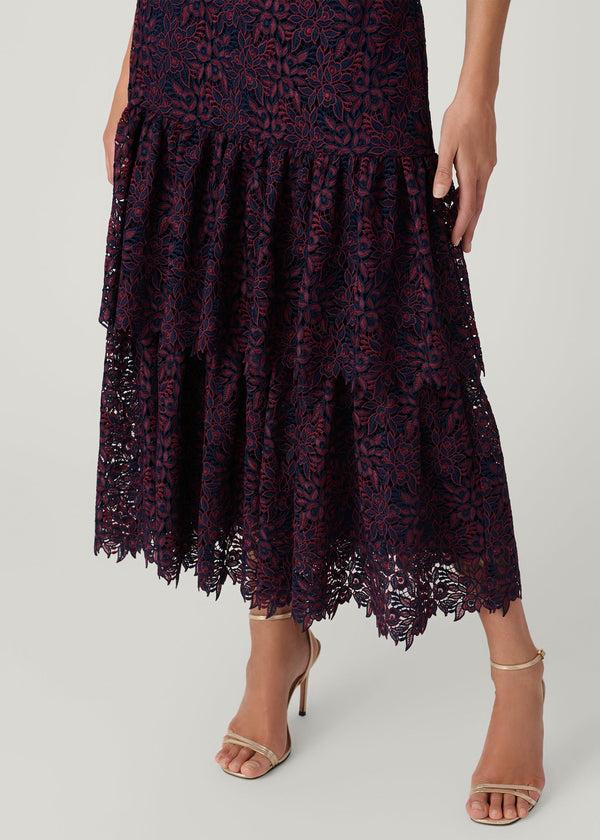 Shoshanna Midnight Angeline Dress Bordeaux/Navy
