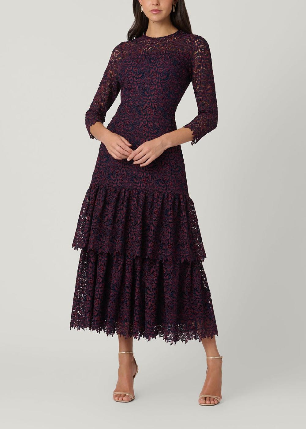shoshanna Midnight Angeline Dress Bordeaux/Navy