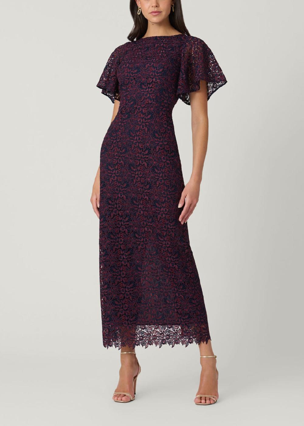 shoshanna Midnight Bess Dress Bordeaux/Navy