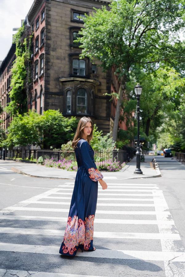 Shoshanna Midnight Calla Dress Navy Multi