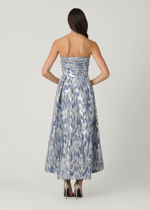 Shoshanna Midnight Dia Dress Light Blue/Silver