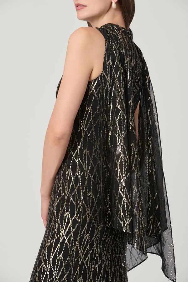 Shoshanna Midnight Flora Dress Black/Gold