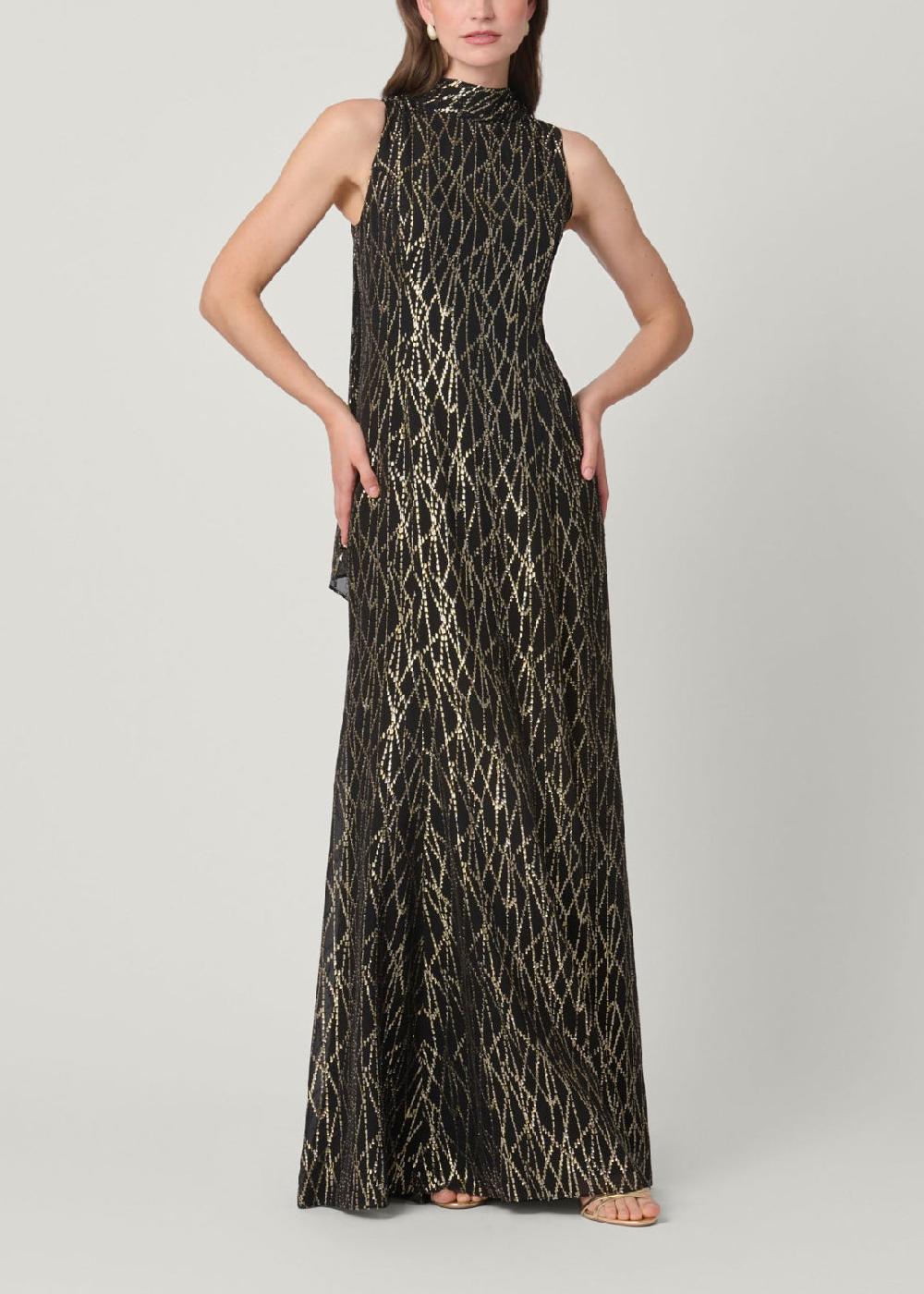 shoshanna Midnight Flora Dress Black/Gold