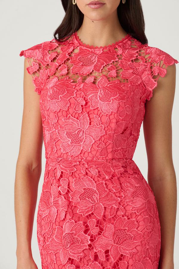 Shoshanna Midnight Raven Dress Coral