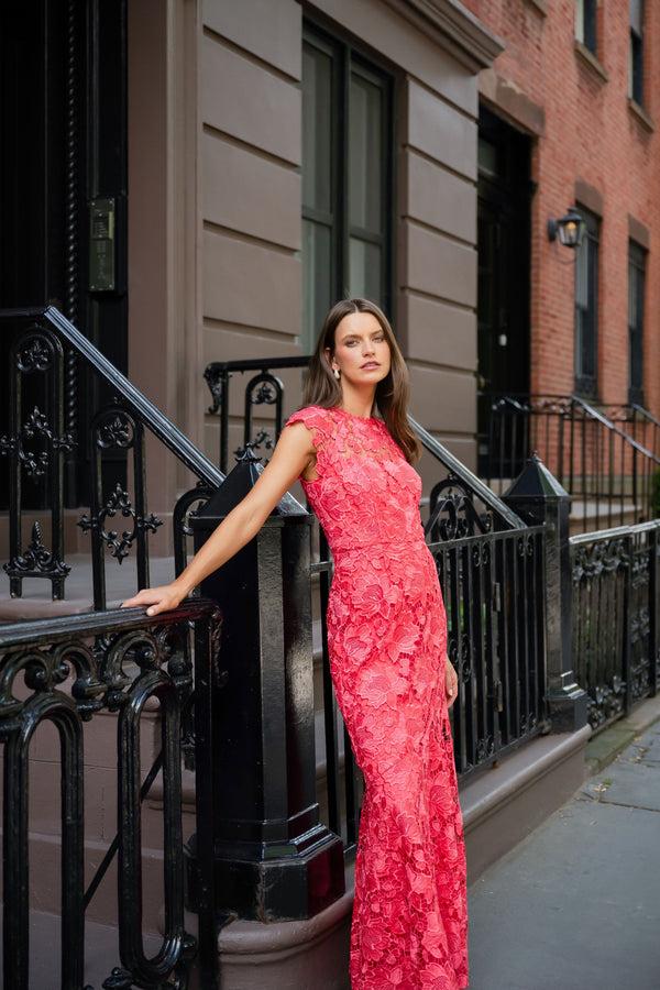 Shoshanna Midnight Raven Dress Coral