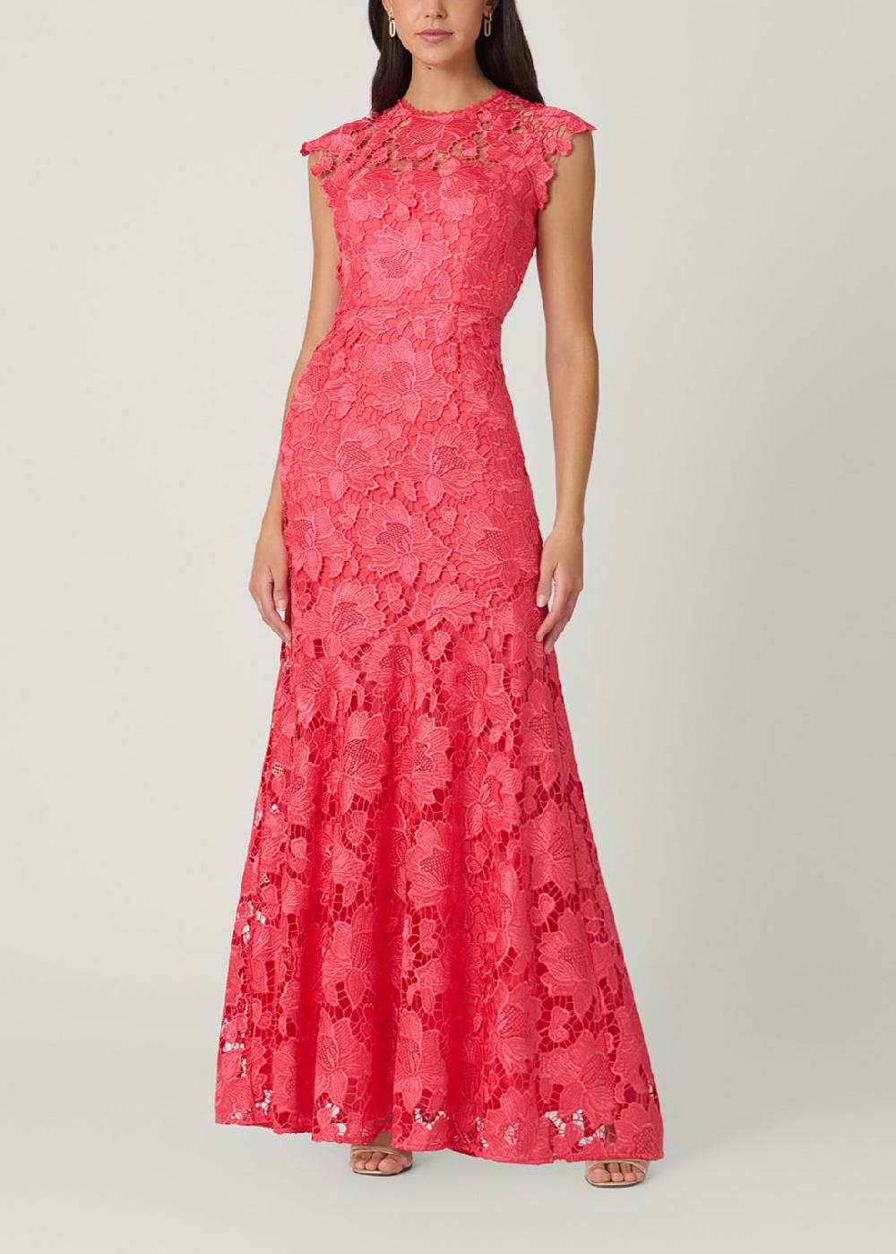 shoshanna Midnight Raven Dress Coral