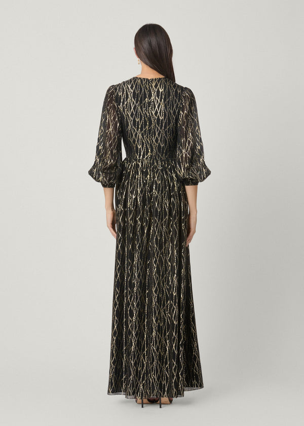 Shoshanna Midnight Rosalie Dress Black/Gold