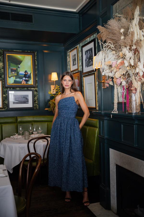 Shoshanna Midnight Sanders Dress Sapphire