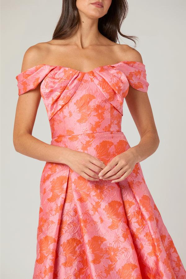 Shoshanna Midnight Tropez Dress Coral