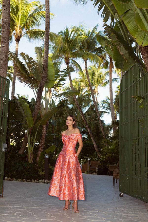 Shoshanna Midnight Tropez Dress Coral