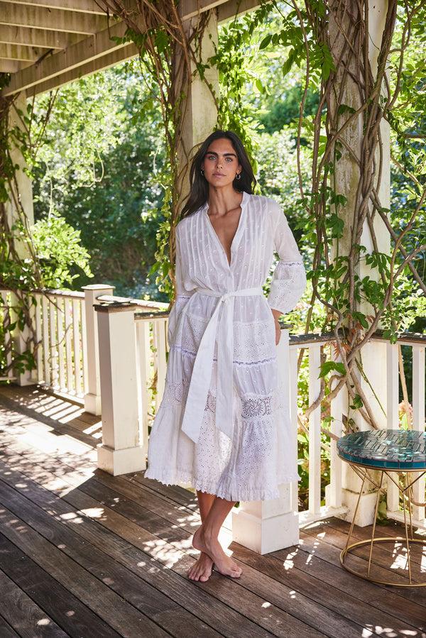 Shoshanna Milos Midi Dress White