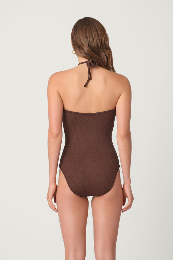 Shoshanna Mocha Cinched One Piece Mocha