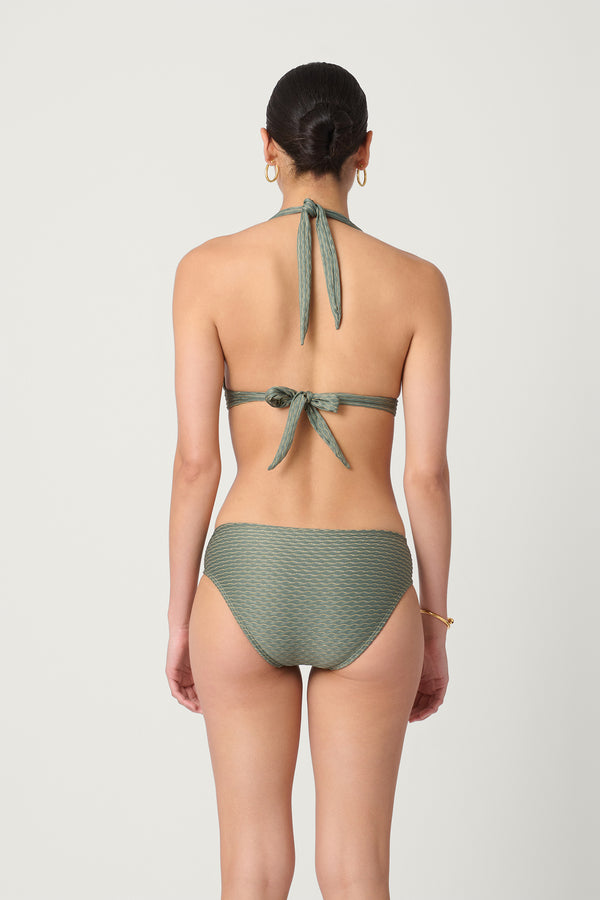 Shoshanna Palm And Gold Ring Halter Top Palm