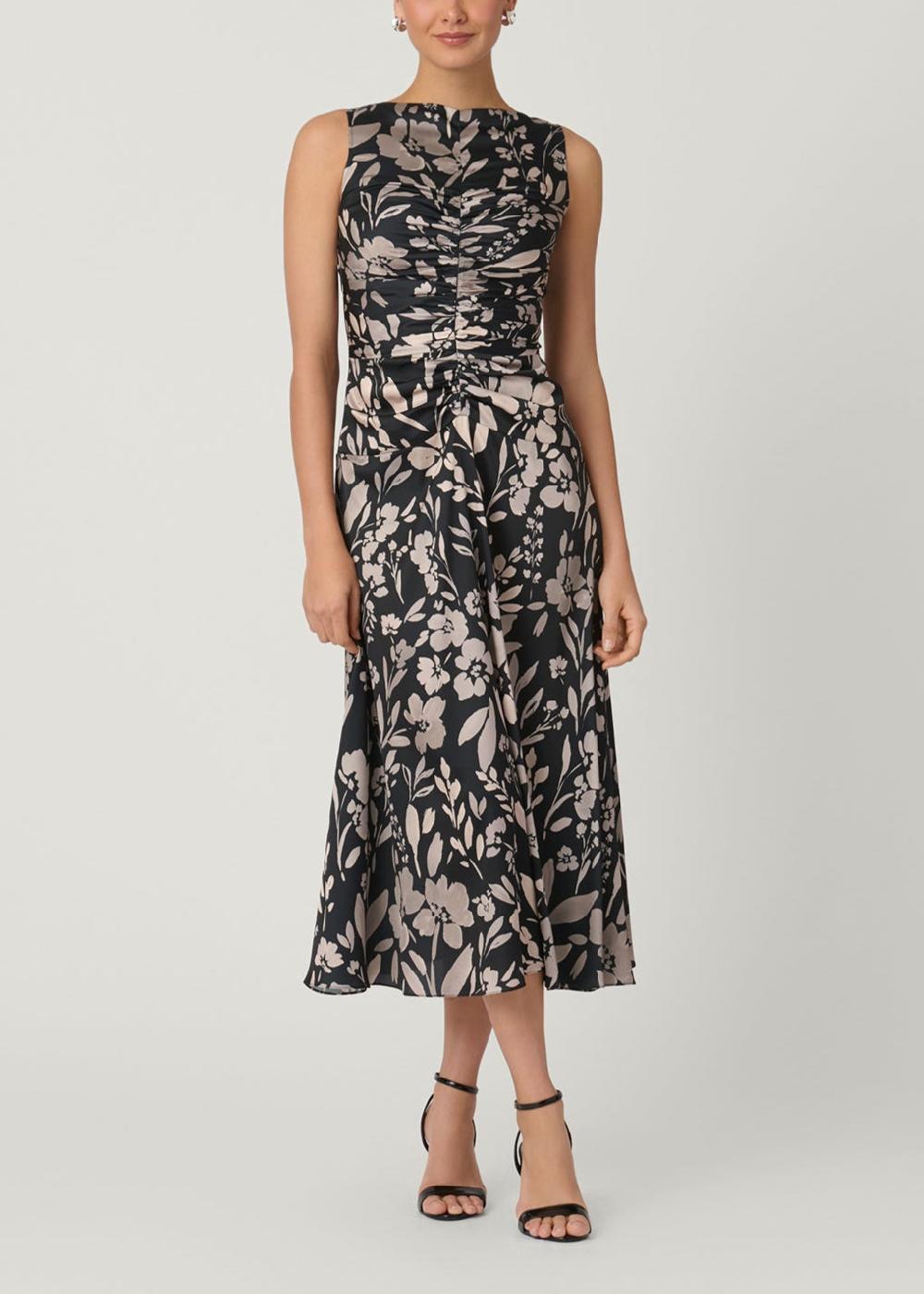 shoshanna Rosetta Dress Jet/Ecru