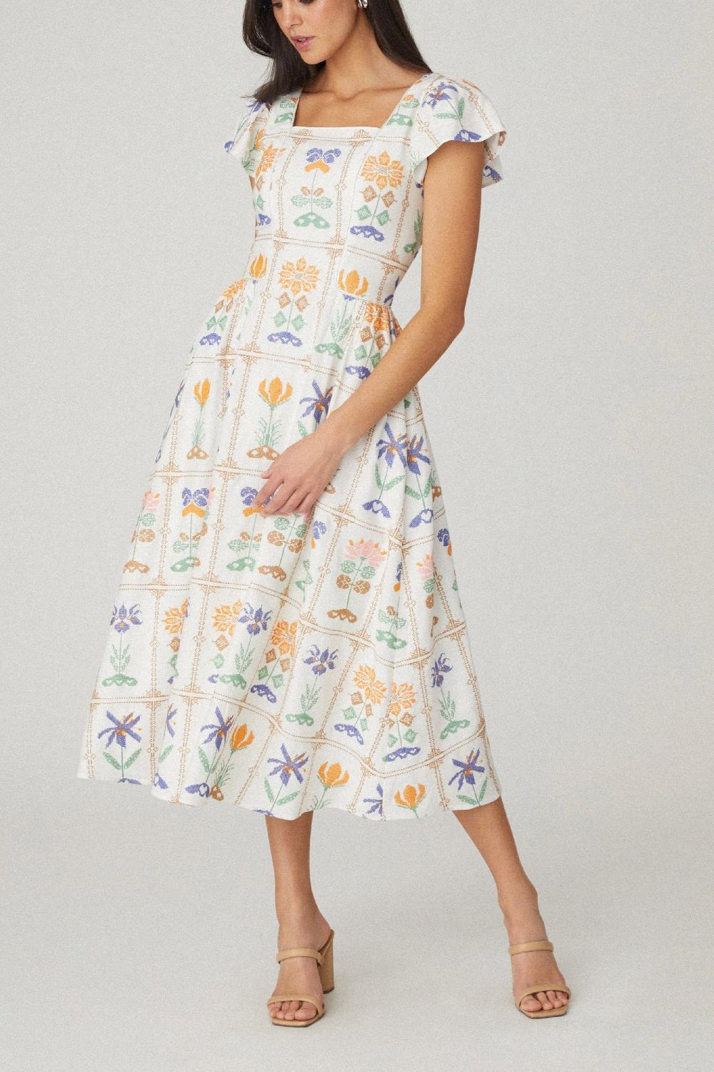 shoshanna Willa Dress Ivory Multi