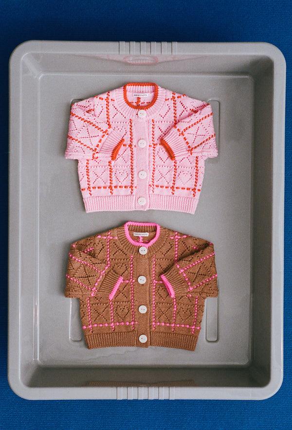 Shrimps Azra Baby & Kids Cardigan - Soft Pink/Persimmon