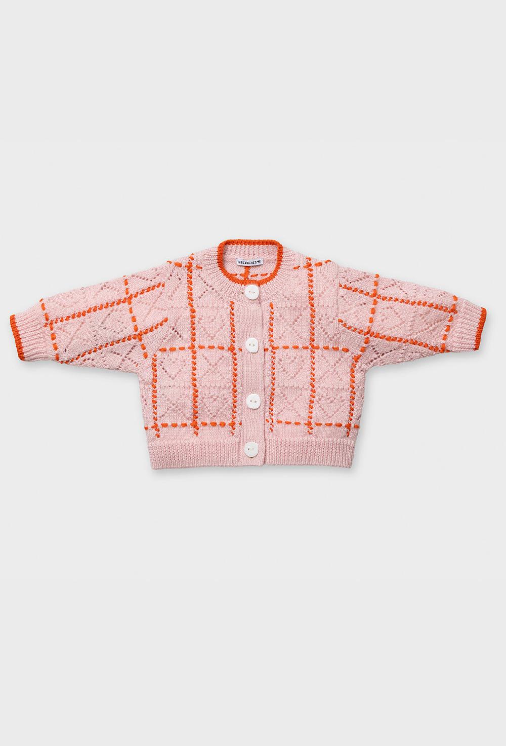 shrimps Azra Baby & Kids Cardigan - Soft Pink/Persimmon