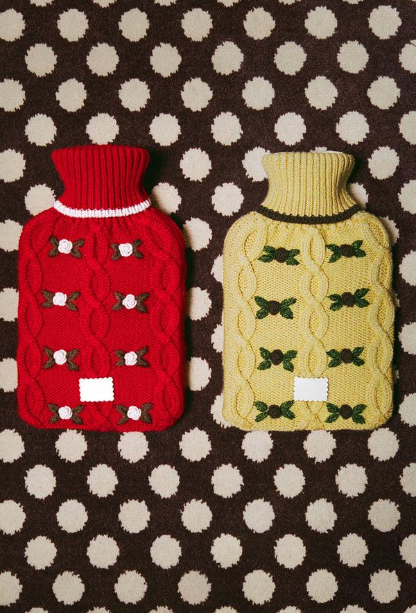 Shrimps Cecile Hot Water Bottle - Dusty Yellow/Chocolate Brown
