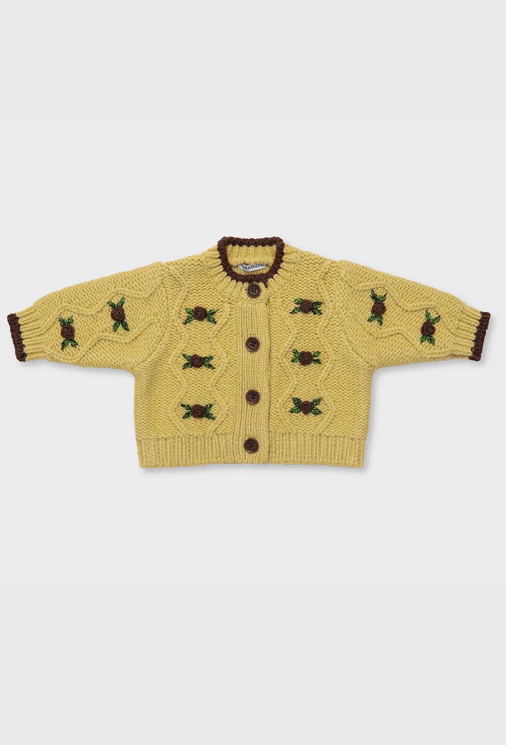 shrimps Irie Baby & Kids Cardigan - Dusty Yellow/Choc Brown