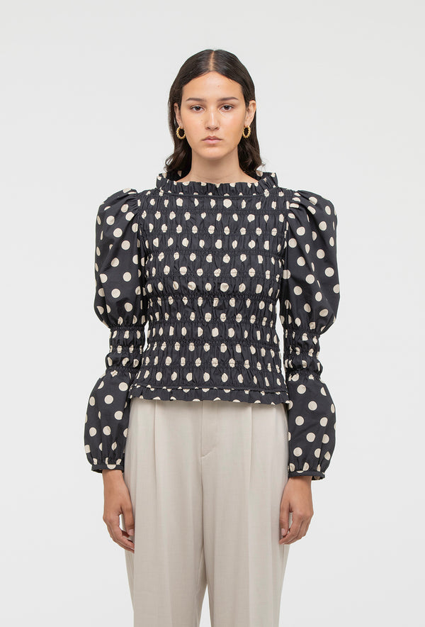 Shrimps Antoon Blouse - Black/Ecru Spot