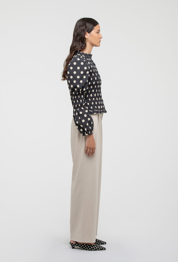 Shrimps Antoon Blouse - Black/Ecru Spot