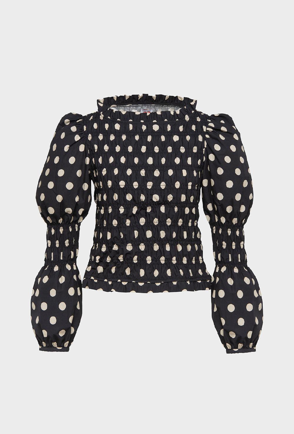 shrimps Antoon Blouse - Black/Ecru Spot