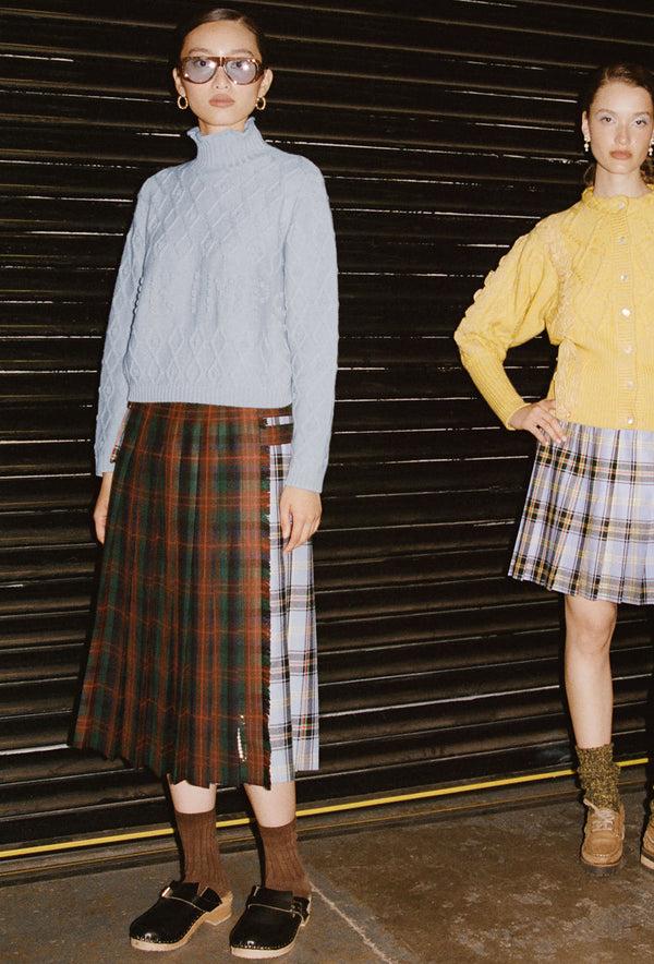 Shrimps Anya Skirt - Blue/Brown Tartan