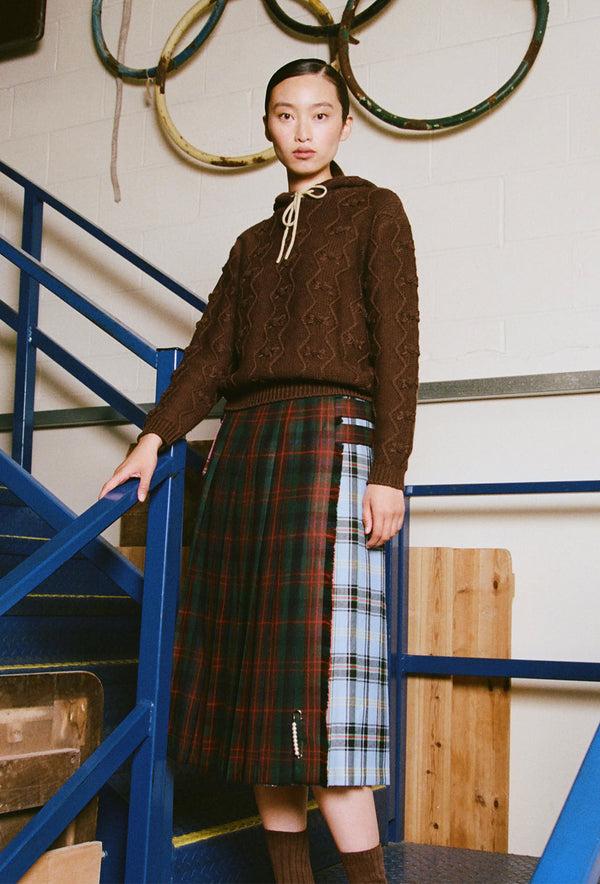 Shrimps Anya Skirt - Blue/Brown Tartan