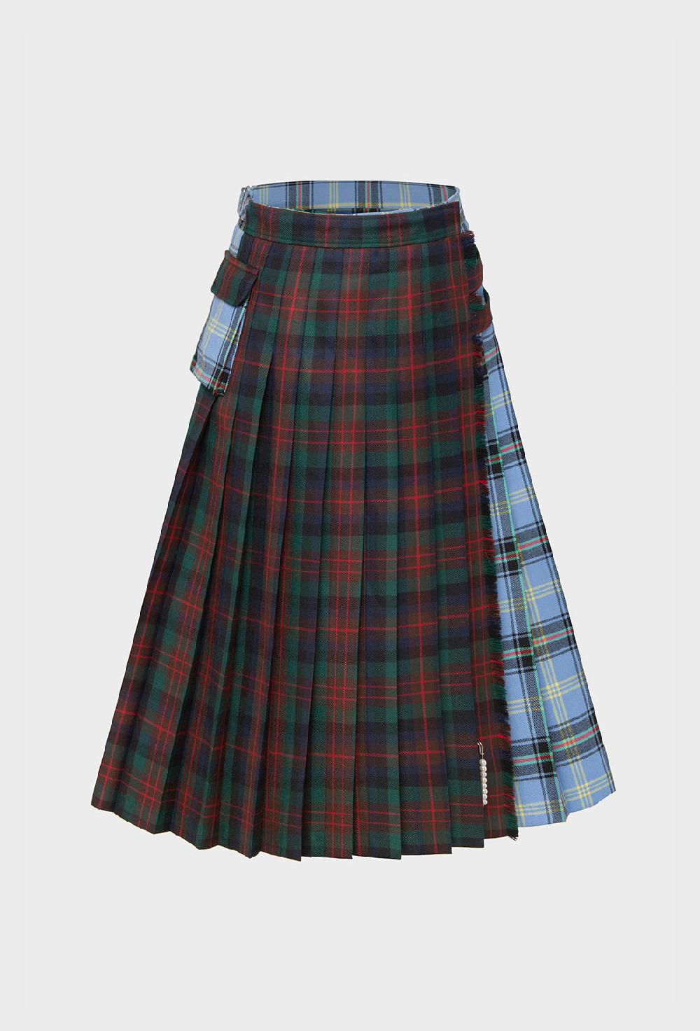 shrimps Anya Skirt - Blue/Brown Tartan