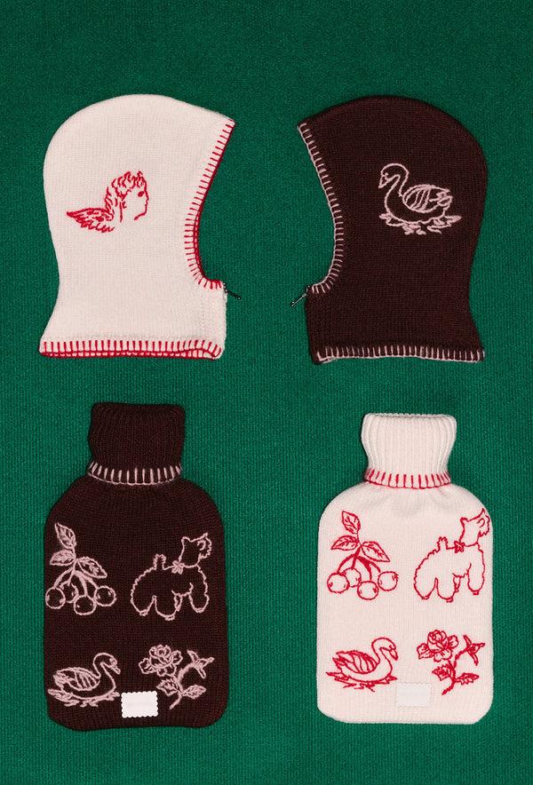Shrimps Babette Hot Water Bottle - Cream/Rose Red