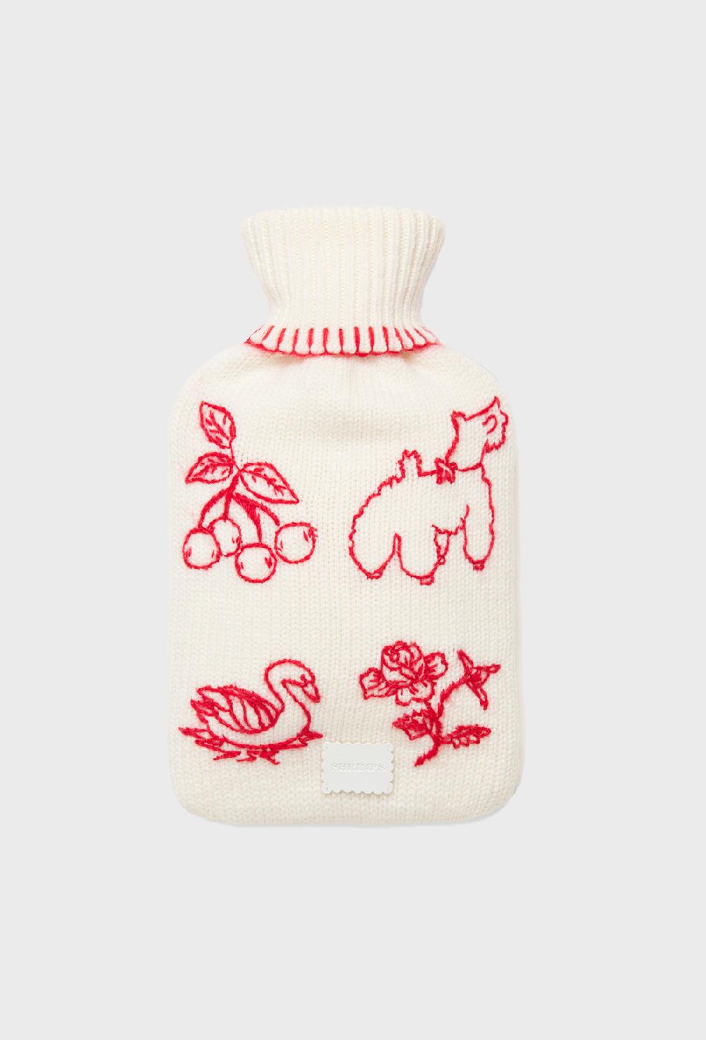 shrimps Babette Hot Water Bottle - Cream/Rose Red