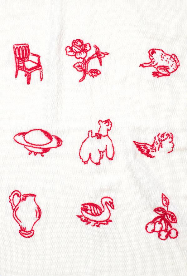 Shrimps Bethel Baby Blanket - Cream/Rose Red