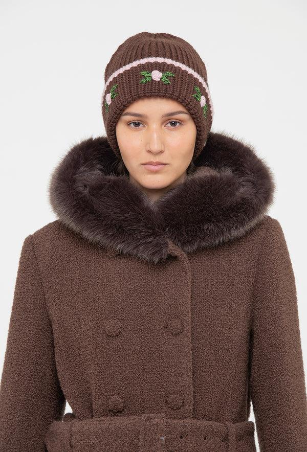 Shrimps Birdie Beanie - Chocolate Brown/Pale Pink