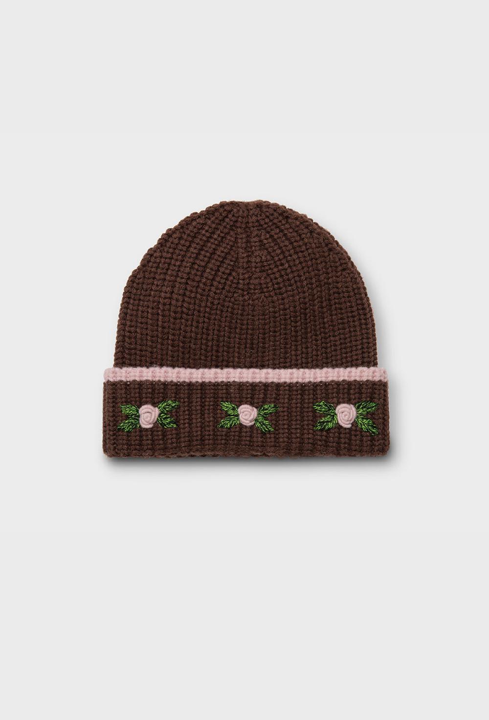 shrimps Birdie Beanie - Chocolate Brown/Pale Pink