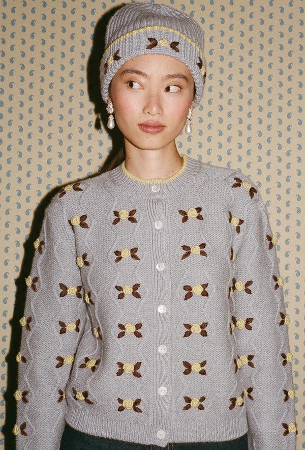 Shrimps Birdie Beanie - Pale Grey/Dusty Yellow