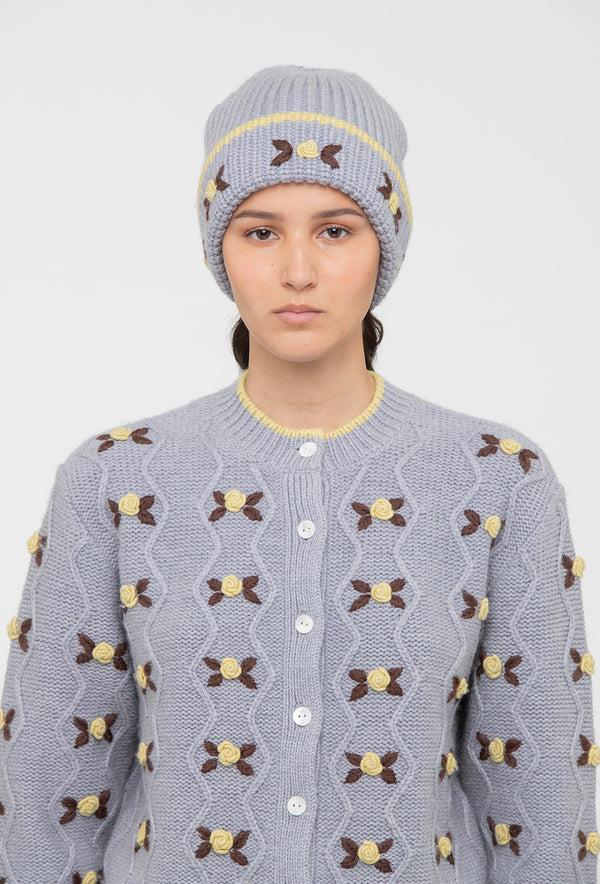 Shrimps Birdie Beanie - Pale Grey/Dusty Yellow
